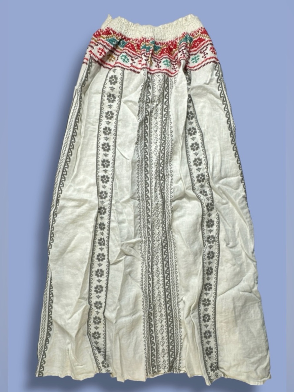 Johnny Was Women's JW Los Angeles Verena Embroidered Skirt Off White Medium